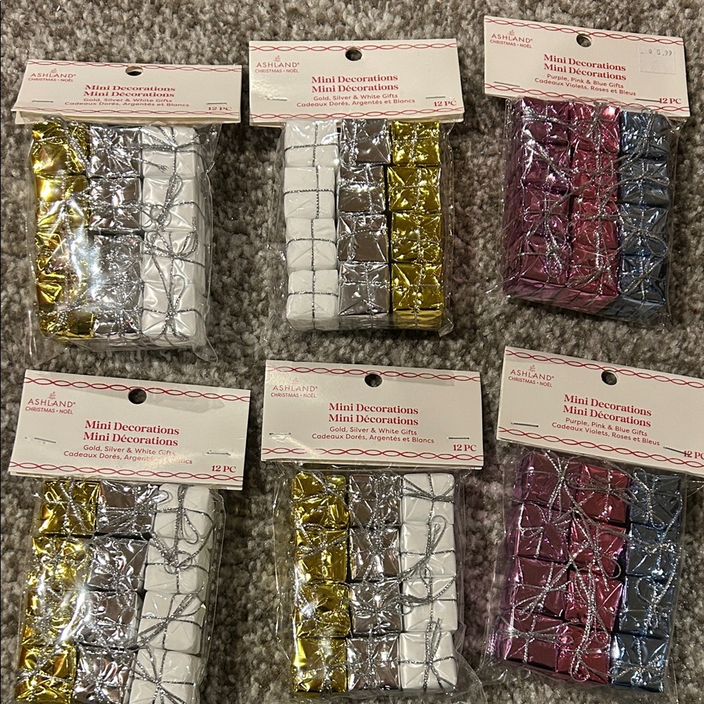 Ashland Festive Mini Decorations in Gold, Silver, and Red all 6 nwt included